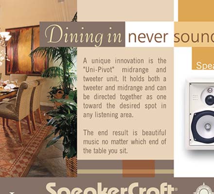 Audio Video dealer in-wall speaker advertisments